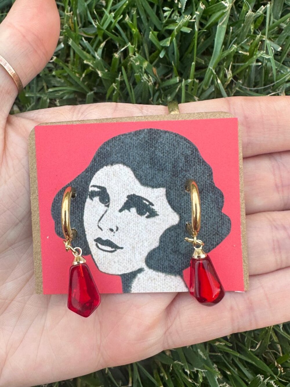 Pomegranate Seed Earrings Small Gold-Plated Hoops